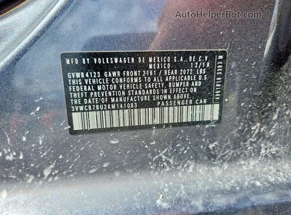 3VWCB7BU2KM141083 2019 VOLKSWAGEN JETTA Silver 