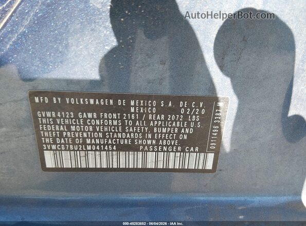 3VWCB7BU2LM041454 2020 VOLKSWAGEN JETTA Dark Blue Շարժիչի բաժամունքի տեսք