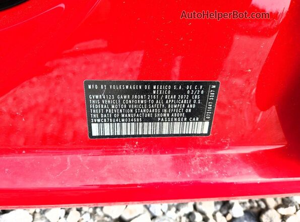 3VWCB7BU4LM034585 2020 VOLKSWAGEN JETTA Красный Вид подкапотного пространства