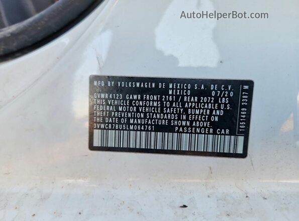 3VWCB7BU5LM064761 2020 VOLKSWAGEN JETTA White 