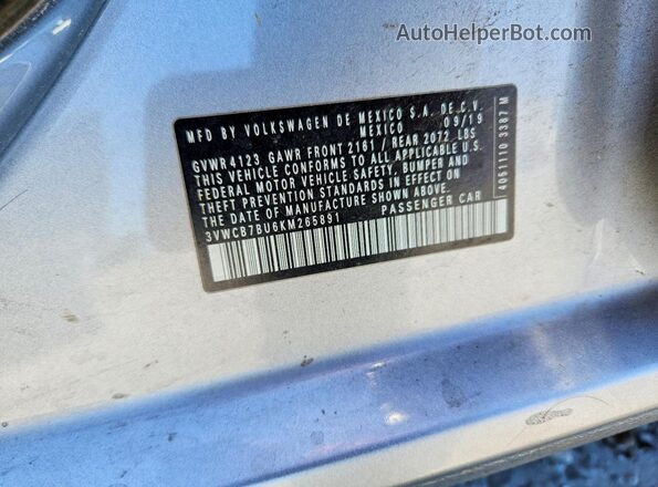 3VWCB7BU6KM265891 2019 VOLKSWAGEN JETTA Gray Вид наклейки з VIN-кодом