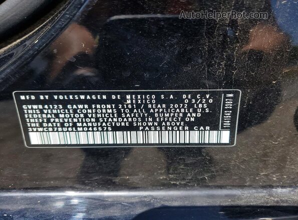 3VWCB7BU6LM046575 2020 VOLKSWAGEN JETTA Black Вид підкапотного простору