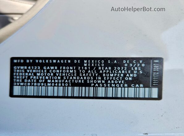 3VWCB7BU9LM048501 2020 VOLKSWAGEN JETTA White 