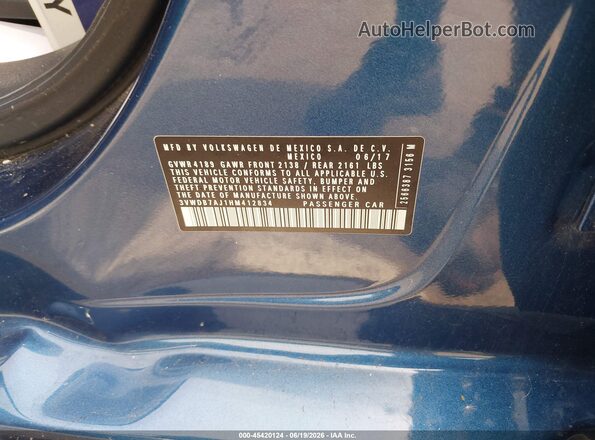 3VWDB7AJ1HM412834 2017 VOLKSWAGEN JETTA Blue Вид підкапотного простору