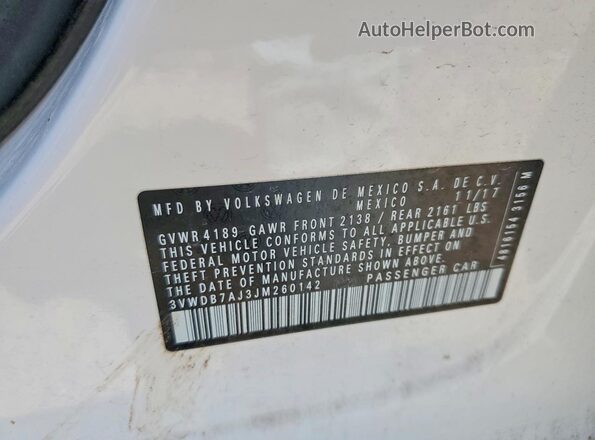 3VWDB7AJ3JM260142 2018 VOLKSWAGEN JETTA White Vista del compartimento del motor