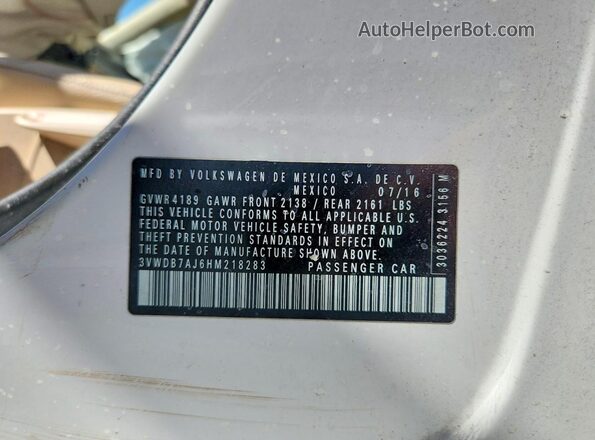 3VWDB7AJ6HM218283 2017 VOLKSWAGEN JETTA White 