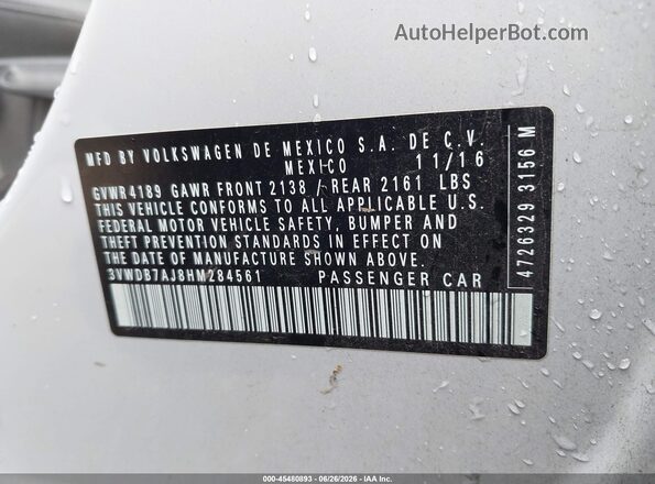 3VWDB7AJ8HM284561 2017 VOLKSWAGEN JETTA Gray Շարժիչի բաժամունքի տեսք
