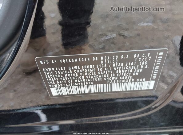 3VWDB7AJ8JM263893 2018 VOLKSWAGEN JETTA Black Вид підкапотного простору