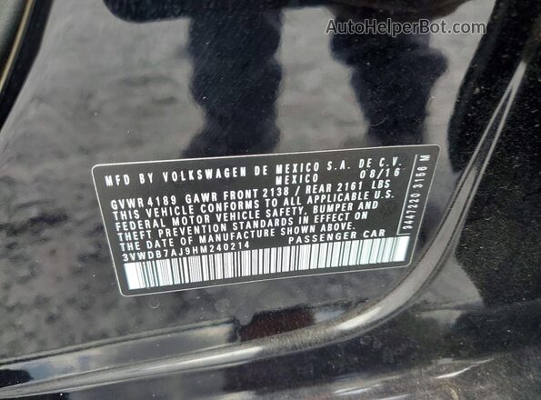3VWDB7AJ9HM240214 2017 VOLKSWAGEN JETTA Black Вид підкапотного простору