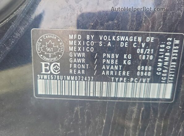 3VWE57BU1MM072437 2021 VOLKSWAGEN JETTA Black Engine compartment view