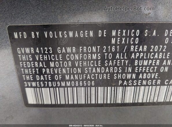 3VWE57BU9MM086506 2021 VOLKSWAGEN JETTA Gray Engine compartment view