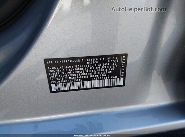 3VWEM7BU3NM005245 2022 VOLKSWAGEN JETTA Silver ძრავის განყოფილების ხედი