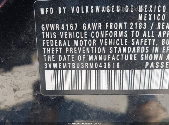 3VWEM7BU3RM043516 2024 VOLKSWAGEN JETTA Black Вид підкапотного простору