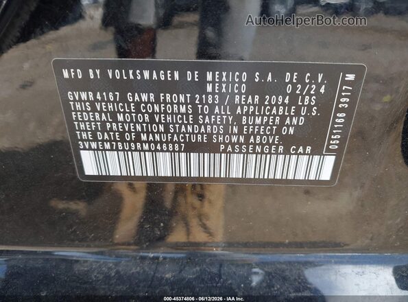3VWEM7BU9RM046887 2024 VOLKSWAGEN JETTA Черный Вид подкапотного пространства