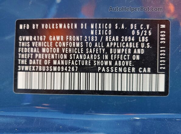 3VWEX7BU3SM094267 2025 VOLKSWAGEN JETTA Blue 