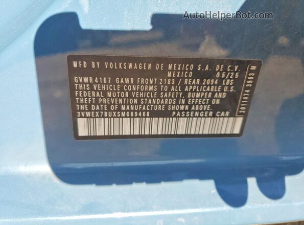 3VWEX7BUXSM089468 2025 VOLKSWAGEN JETTA Blue Vista del compartimento del motor