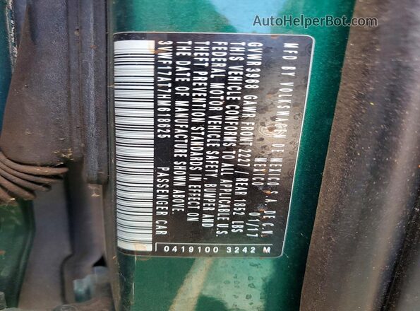 3VWF17AT7HM618625 2017 VOLKSWAGEN BEETLE Green Widok naklejki z numerem VIN