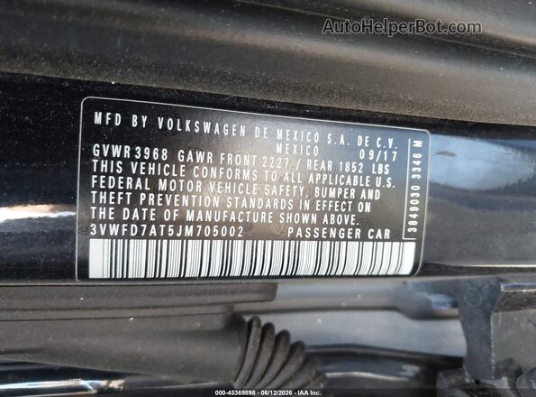3VWFD7AT5JM705002 2018 VOLKSWAGEN BEETLE Черный Вид подкапотного пространства