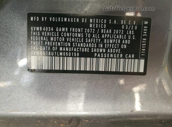 3VWN57BU1LM050159 2020 VOLKSWAGEN JETTA Gray 