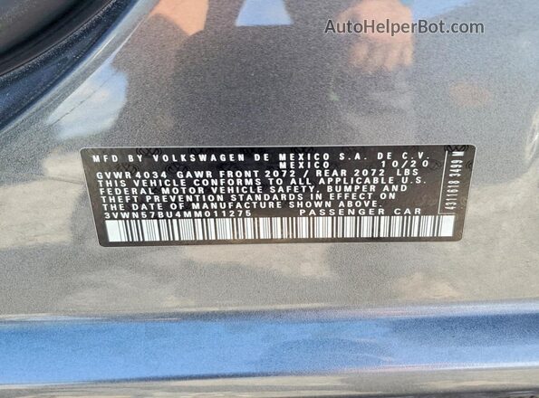 3VWN57BU4MM011275 2021 VOLKSWAGEN JETTA Серый Вид подкапотного пространства