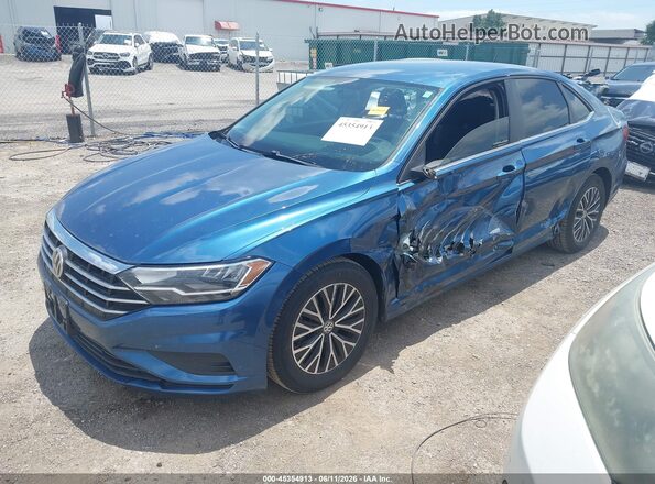 3VWN57BU7MM004725 2021 VOLKSWAGEN JETTA Blue წინა მარცხენა ხედი სამი მეოთხედიდან