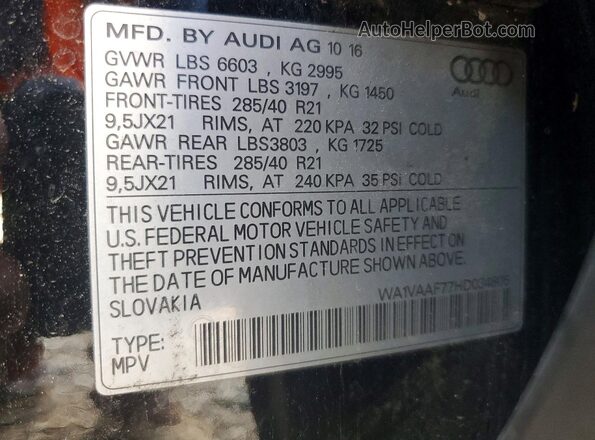 WA1VAAF77HD034805 2017 AUDI Q7 Black 