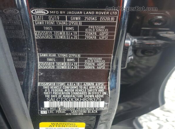 SALCT2GX3KH828379 2019 LAND ROVER DISCOVERY Black Панорамний вид салону 360°