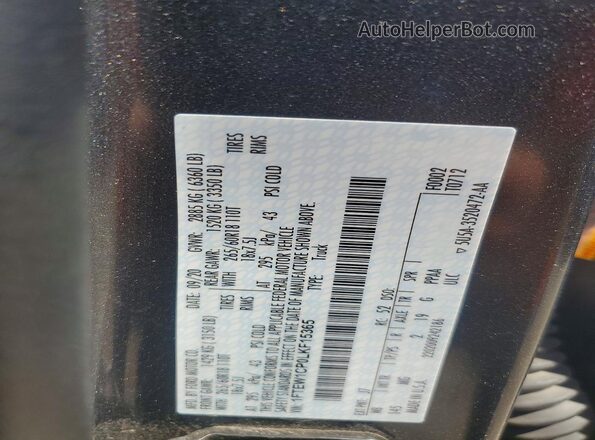 1FTEW1CP0LKF15365 2020 FORD F150 Gray VIN sticker view