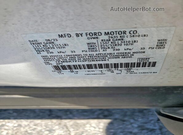 1FMSK7FH3PGB46981 2023 FORD EXPLORER White 