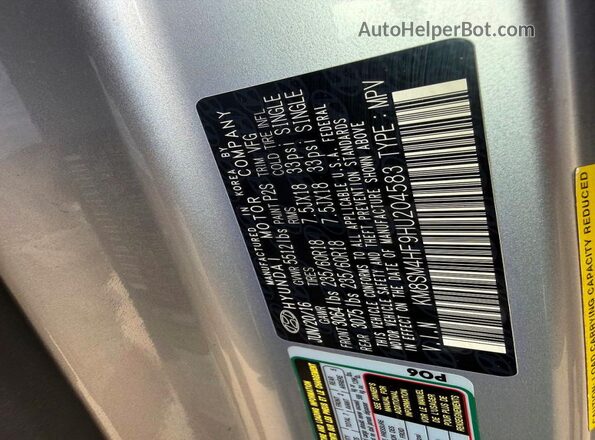 KM8SM4HF9HU204583 2017 HYUNDAI SANTA FE Silver 