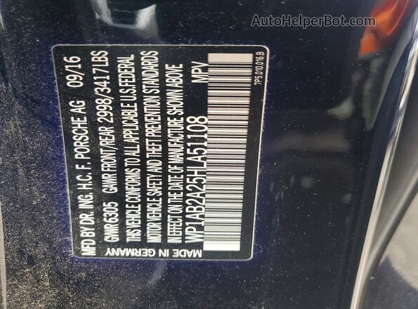 WP1AB2A25HLA51108 2017 PORSCHE CAYENNE Blue 