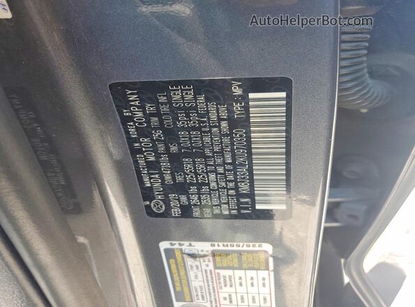 KM8J33AL2KU970350 2019 HYUNDAI TUCSON Gray VIN კოდის სტიკერის ხედი