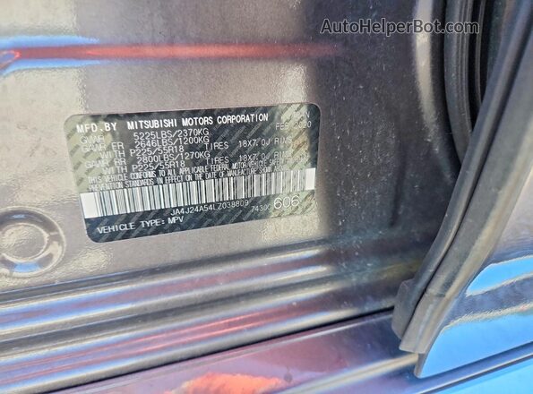 JA4J24A54LZ038809 2020 MITSUBISHI OUTLANDER Gray 