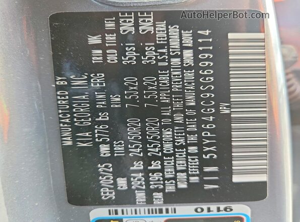 5XYP64GC9SG699114 2025 KIA TELLURIDE Silver 