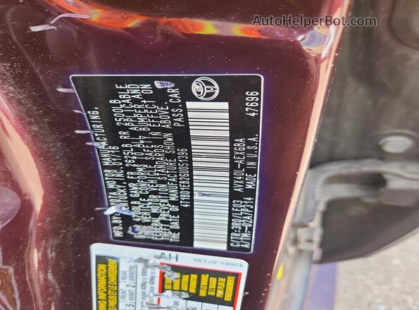4T1BD1EB2GU051396 2016 TOYOTA AVALON Purple 