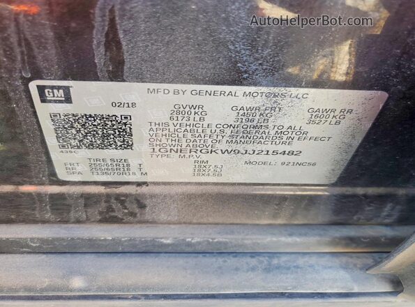 1GNERGKW9JJ215482 2018 CHEVROLET TRAVERSE Black 