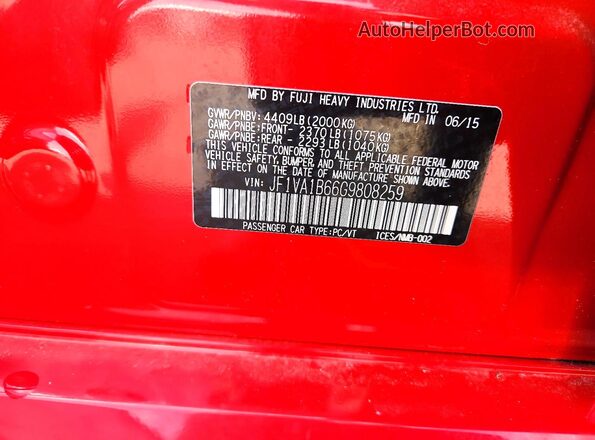 JF1VA1B66G9808259 2016 SUBARU WRX Red 