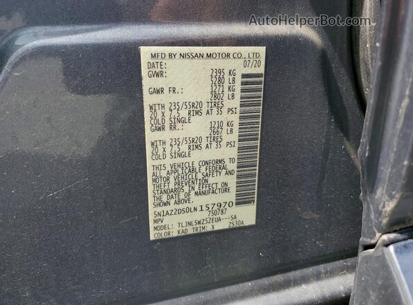 5N1AZ2DS0LN157970 2020 NISSAN MURANO Серый Панорамный вид салона 360°