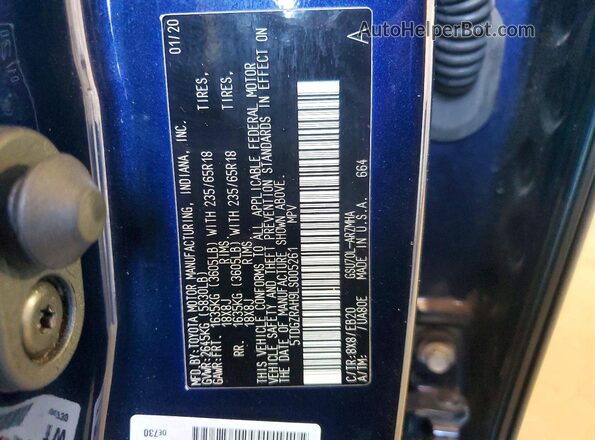 5TDGZRAH9LS005261 2020 TOYOTA HIGHLANDER Black სალონის 360-გრადუსიანი ხედი