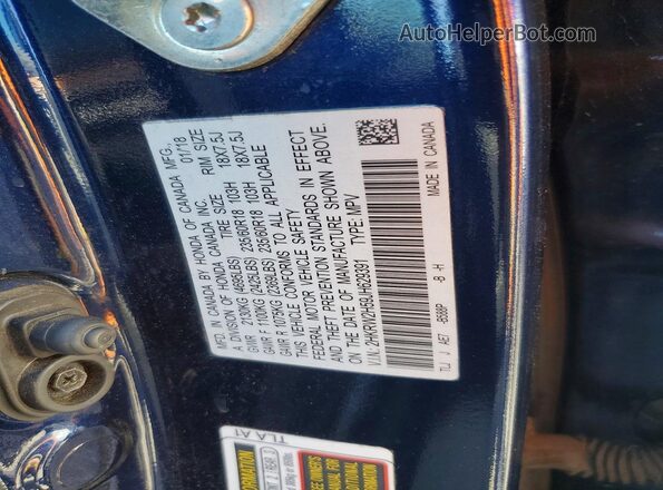 2HKRW2H59JH629391 2018 HONDA CR-V Blue 