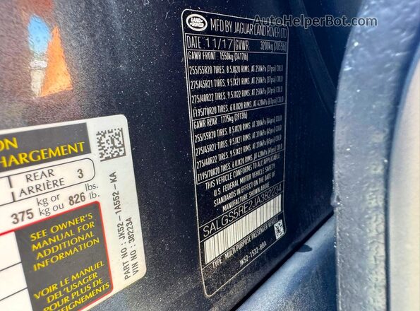 SALGS5RE2JA382234 2018 LAND ROVER RANGE ROVER Black 