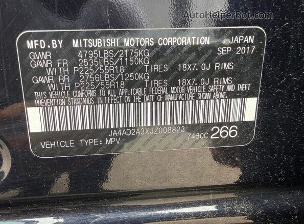 JA4AD2A3XJZ008823 2018 MITSUBISHI OUTLANDER Black Rear interior view