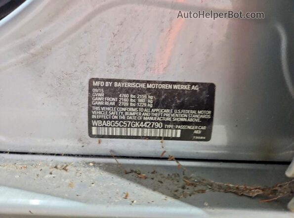 WBA8G5C57GK442790 2016 BMW 3 SERIES Silver VIN կոդի պիտակի տեսք