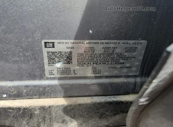 3GKALPEX8KL310594 2019 GMC TERRAIN Gray Vista interior de 360 grados