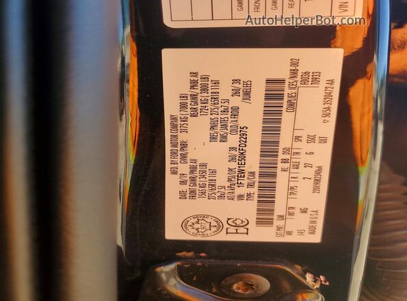 1FTEW1E50KFD22975 2019 FORD F150 Black VIN sticker view