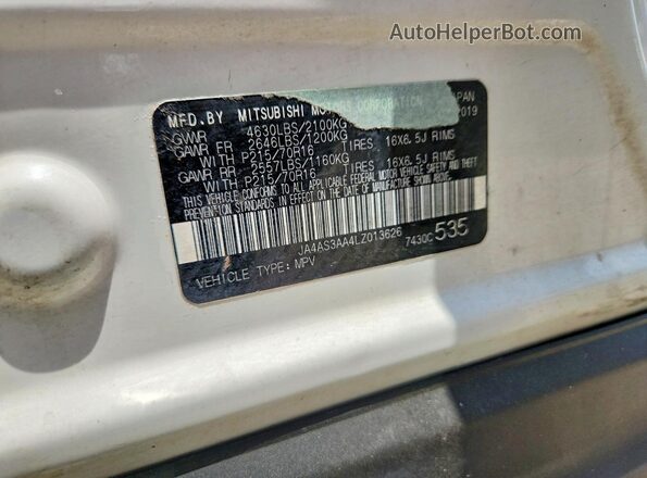 JA4AS3AA4LZ013626 2020 MITSUBISHI ECLIPSE White 