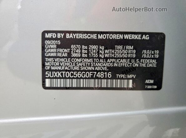 5UXKT0C56G0F74816 2016 BMW X5 Silver 