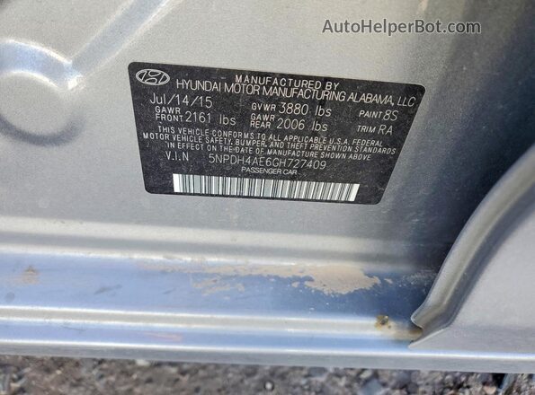 5NPDH4AE6GH727409 2016 HYUNDAI ELANTRA Silver 