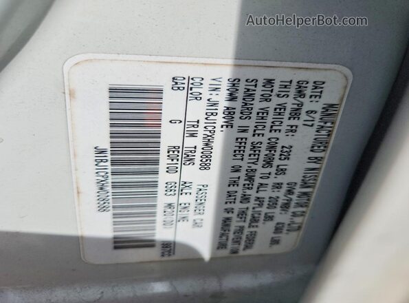 JN1BJ1CPXHW008588 2017 NISSAN ROGUE White VIN კოდის სტიკერის ხედი