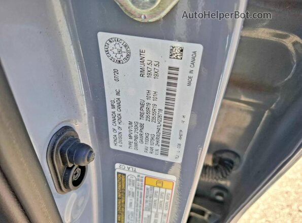 2HKRW2H41LH228718 2020 HONDA CR-V Gray Widok wnętrza z tyłu
